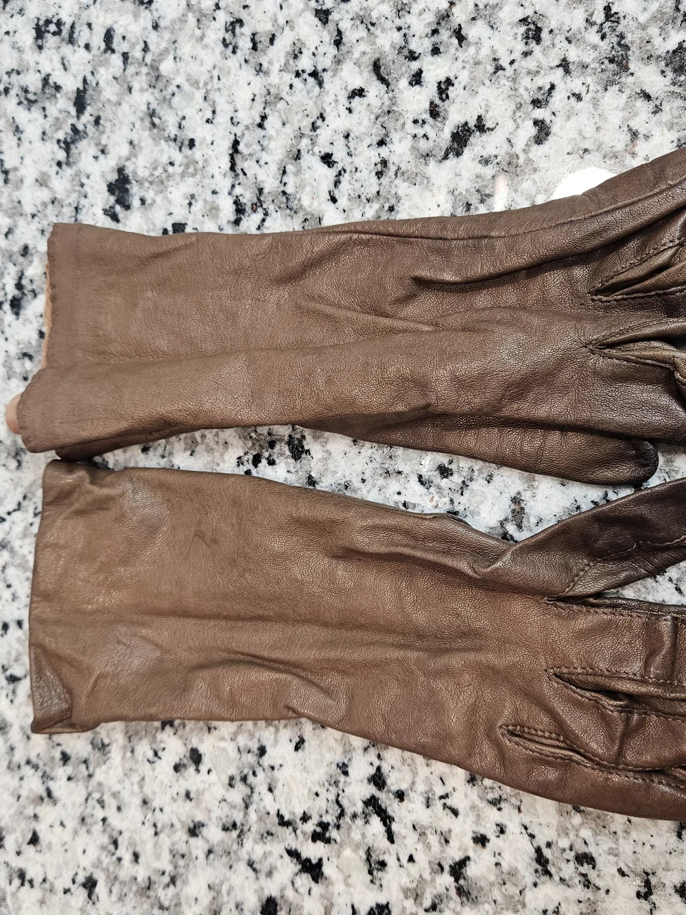 Long Brown Leather Women's Gloves